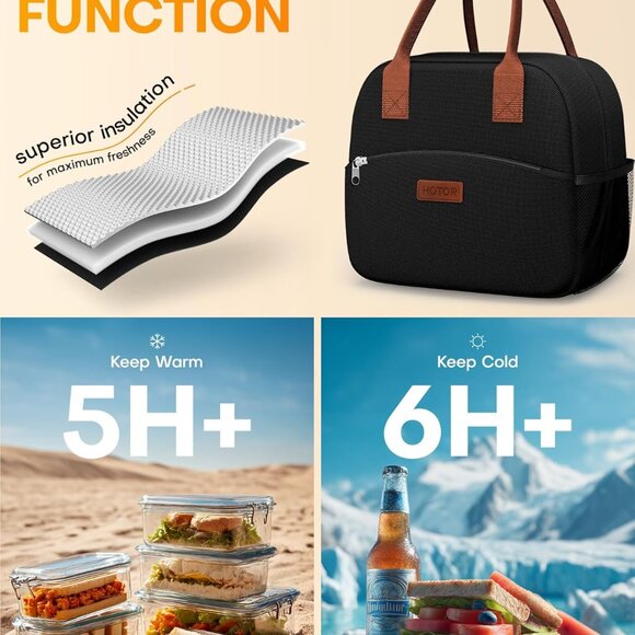 Lunch Bag for Women & Men - Wear-Resistant Insulated Lunch Box with Large Capaci - Picture 3 of 9
